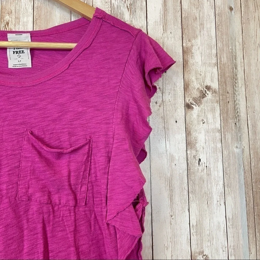 Free People We The Free So Easy Ruffle Sleeve Knit Top Size Small Women